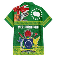 Cook Islands Meri Kiritimiti Family Matching Off Shoulder Short Dress and Hawaiian Shirt Christmas Turtle - Cooks Islands Emblems and Polynesian Art Pattern LT03 - Polynesian Pride