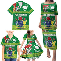 Cook Islands Meri Kiritimiti Family Matching Puletasi and Hawaiian Shirt Christmas Turtle - Cooks Islands Emblems and Polynesian Art Pattern LT03 - Polynesian Pride