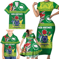Cook Islands Meri Kiritimiti Family Matching Short Sleeve Bodycon Dress and Hawaiian Shirt Christmas Turtle - Cooks Islands Emblems and Polynesian Art Pattern LT03 - Polynesian Pride