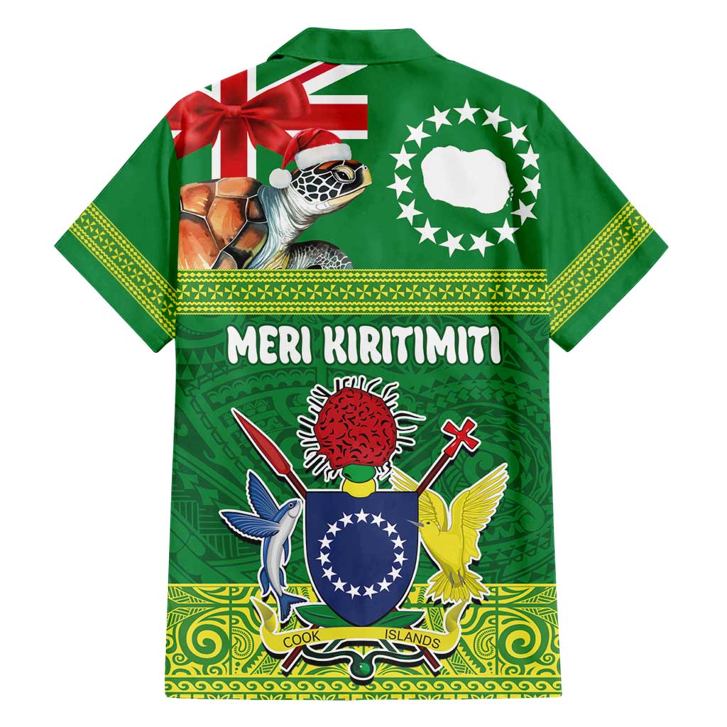 Cook Islands Meri Kiritimiti Family Matching Short Sleeve Bodycon Dress and Hawaiian Shirt Christmas Turtle - Cooks Islands Emblems and Polynesian Art Pattern LT03 - Polynesian Pride