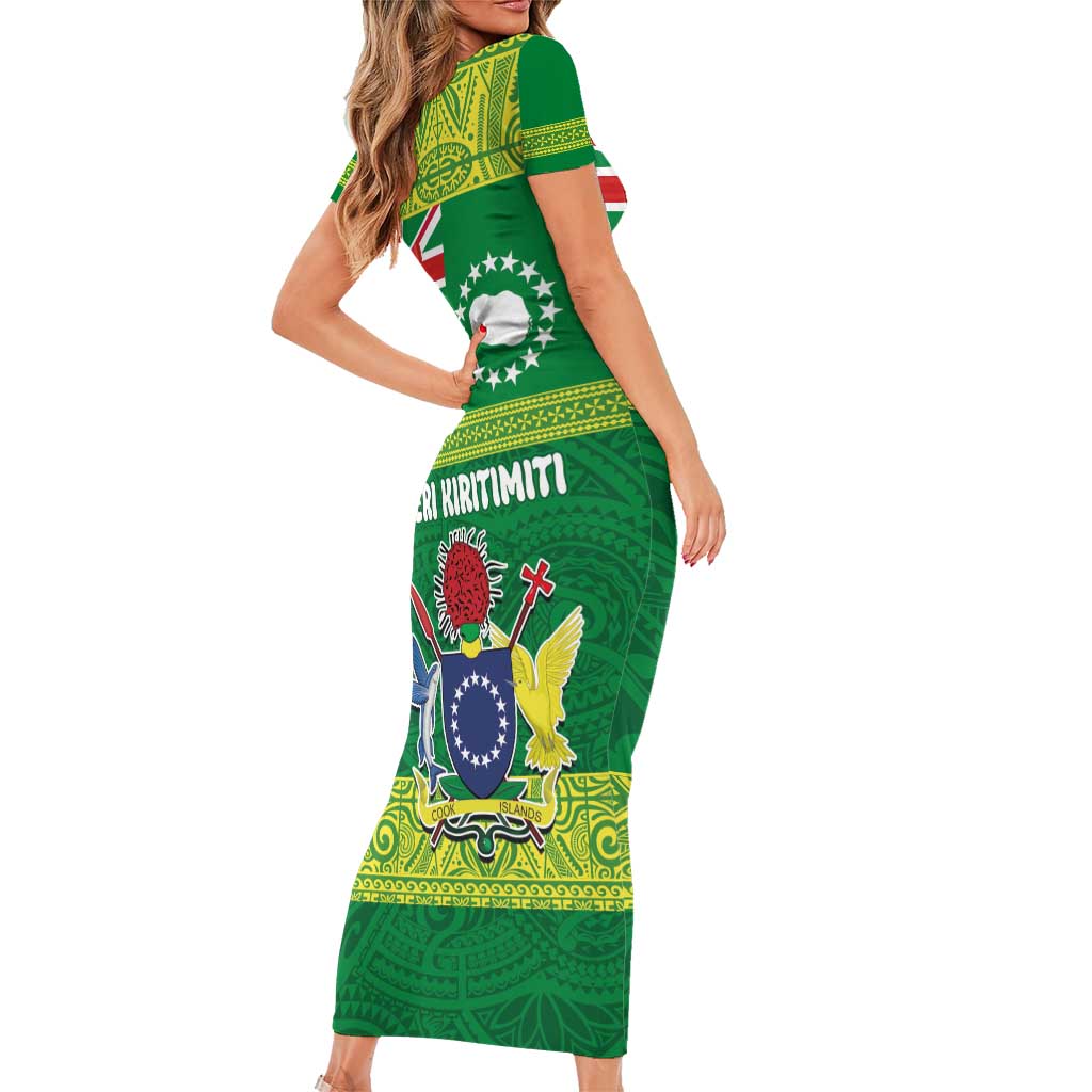 Cook Islands Meri Kiritimiti Family Matching Short Sleeve Bodycon Dress and Hawaiian Shirt Christmas Turtle - Cooks Islands Emblems and Polynesian Art Pattern LT03 - Polynesian Pride