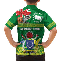 Cook Islands Meri Kiritimiti Kid Hawaiian Shirt Christmas Turtle - Cooks Islands Emblems and Polynesian Art Pattern LT03 - Polynesian Pride