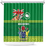 Cook Islands Meri Kiritimiti Shower Curtain Christmas Turtle - Cooks Islands Emblems and Polynesian Art Pattern LT03 Green - Polynesian Pride