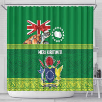 Cook Islands Meri Kiritimiti Shower Curtain Christmas Turtle - Cooks Islands Emblems and Polynesian Art Pattern LT03 - Polynesian Pride