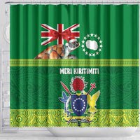 Cook Islands Meri Kiritimiti Shower Curtain Christmas Turtle - Cooks Islands Emblems and Polynesian Art Pattern LT03 - Polynesian Pride