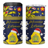 Niue Monuina e Kilisimasi 4 in 1 Can Cooler Tumbler Christmas Uga - Niue Map and Emblem with Hiapo Art Pattern LT03 One Size: 16 oz Yellow - Polynesian Pride