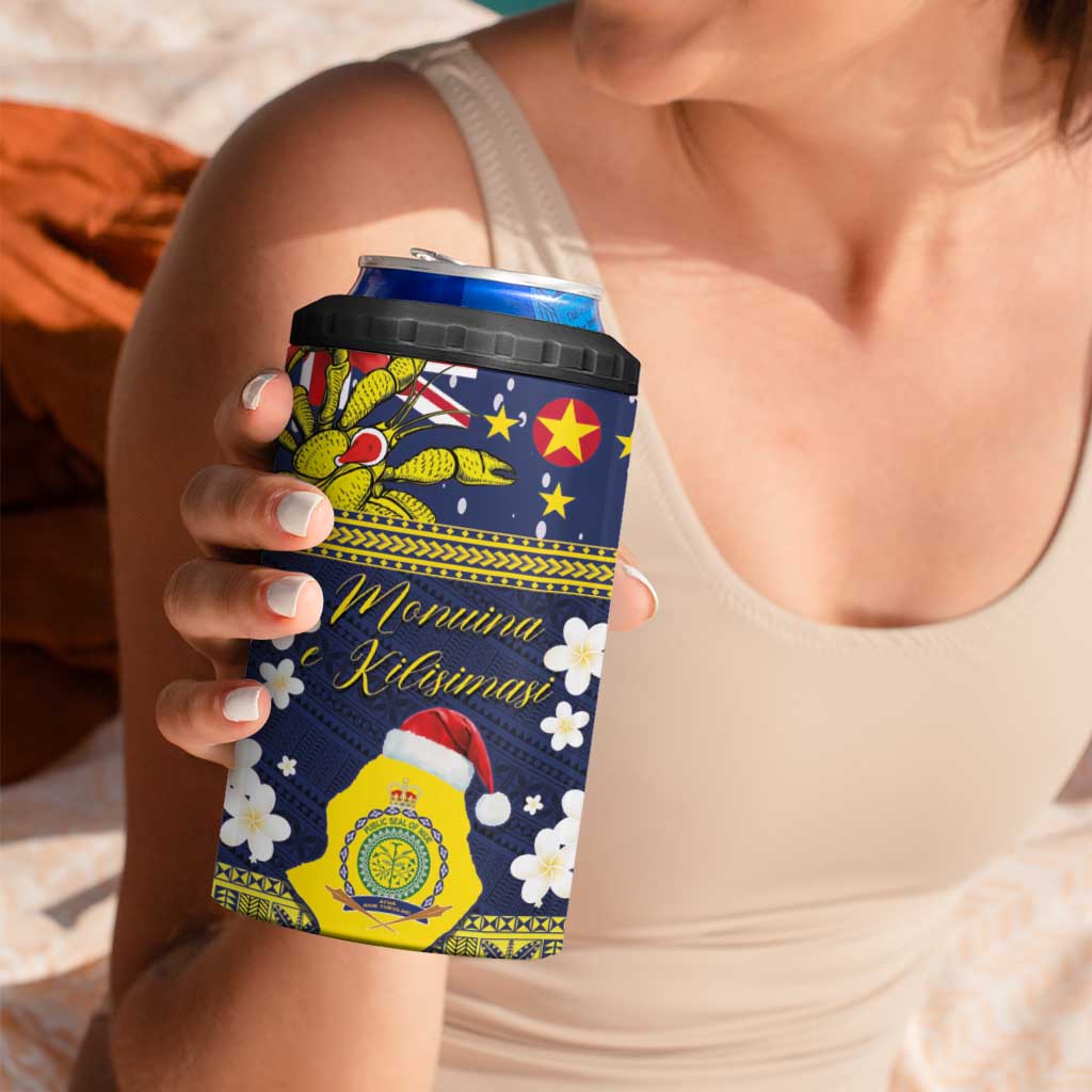 Niue Monuina e Kilisimasi 4 in 1 Can Cooler Tumbler Christmas Uga - Niue Map and Emblem with Hiapo Art Pattern LT03 - Polynesian Pride