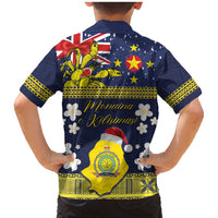 Niue Monuina e Kilisimasi Family Matching Mermaid Dress and Hawaiian Shirt Christmas Uga - Niue Map and Emblem with Hiapo Art Pattern LT03 - Polynesian Pride