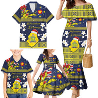 Niue Monuina e Kilisimasi Family Matching Mermaid Dress and Hawaiian Shirt Christmas Uga - Niue Map and Emblem with Hiapo Art Pattern LT03 - Polynesian Pride