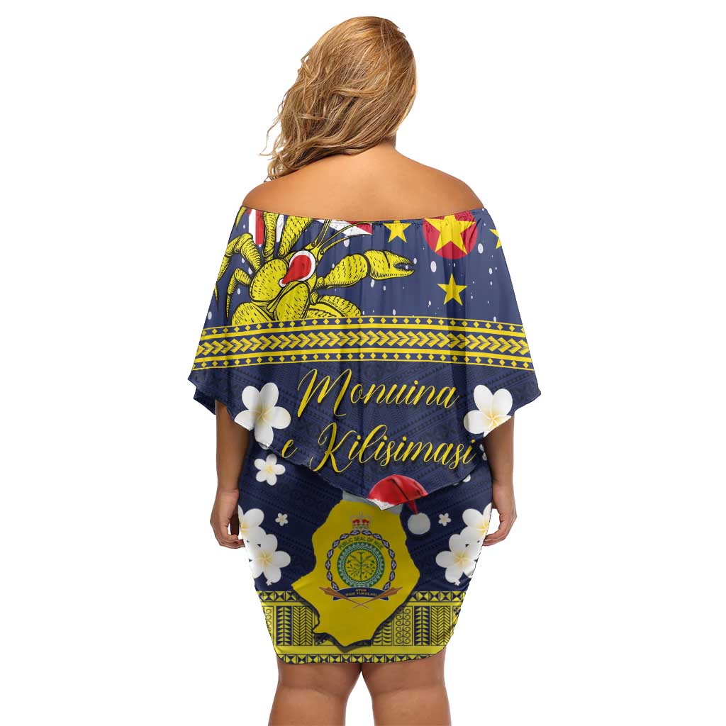 Niue Monuina e Kilisimasi Family Matching Off Shoulder Short Dress and Hawaiian Shirt Christmas Uga - Niue Map and Emblem with Hiapo Art Pattern LT03 - Polynesian Pride