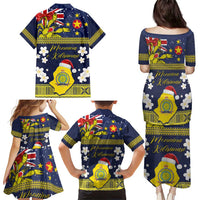 Niue Monuina e Kilisimasi Family Matching Puletasi and Hawaiian Shirt Christmas Uga - Niue Map and Emblem with Hiapo Art Pattern LT03 - Polynesian Pride