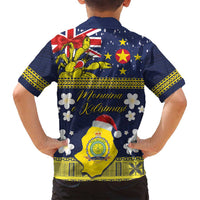 Niue Monuina e Kilisimasi Family Matching Tank Maxi Dress and Hawaiian Shirt Christmas Uga - Niue Map and Emblem with Hiapo Art Pattern LT03 - Polynesian Pride