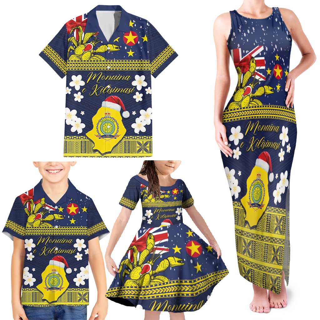 Niue Monuina e Kilisimasi Family Matching Tank Maxi Dress and Hawaiian Shirt Christmas Uga - Niue Map and Emblem with Hiapo Art Pattern LT03 - Polynesian Pride