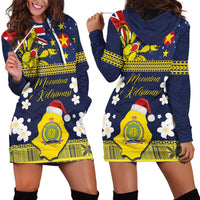 Niue Monuina e Kilisimasi Hoodie Dress Christmas Uga - Niue Map and Emblem with Hiapo Art Pattern LT03 - Polynesian Pride