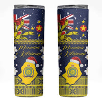 Niue Monuina e Kilisimasi Skinny Tumbler Christmas Uga - Niue Map and Emblem with Hiapo Art Pattern LT03 Yellow - Polynesian Pride