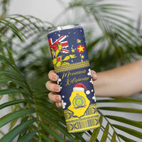 Niue Monuina e Kilisimasi Skinny Tumbler Christmas Uga - Niue Map and Emblem with Hiapo Art Pattern LT03 - Polynesian Pride