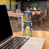 Niue Monuina e Kilisimasi Skinny Tumbler Christmas Uga - Niue Map and Emblem with Hiapo Art Pattern LT03 - Polynesian Pride