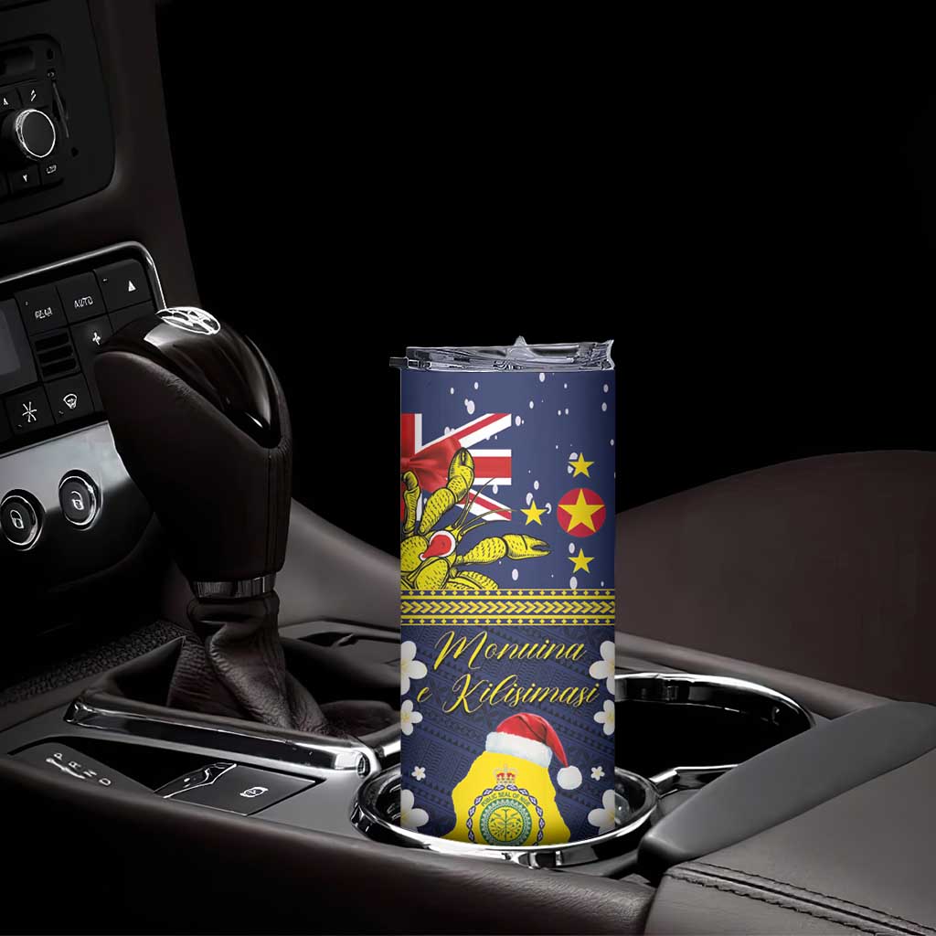 Niue Monuina e Kilisimasi Skinny Tumbler Christmas Uga - Niue Map and Emblem with Hiapo Art Pattern LT03 - Polynesian Pride