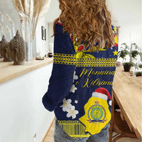 Niue Monuina e Kilisimasi Women Casual Shirt Christmas Uga - Niue Map and Emblem with Hiapo Art Pattern LT03 - Polynesian Pride