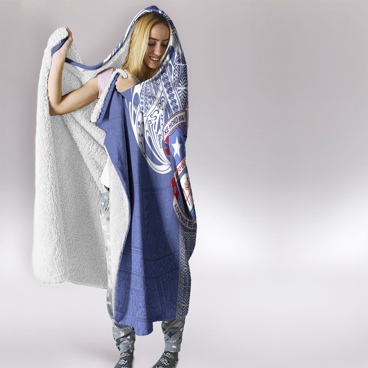 Tonga Apifoou School Hooded Blanket Ngatu and Polynesian Pattern LT03 - Polynesian Pride