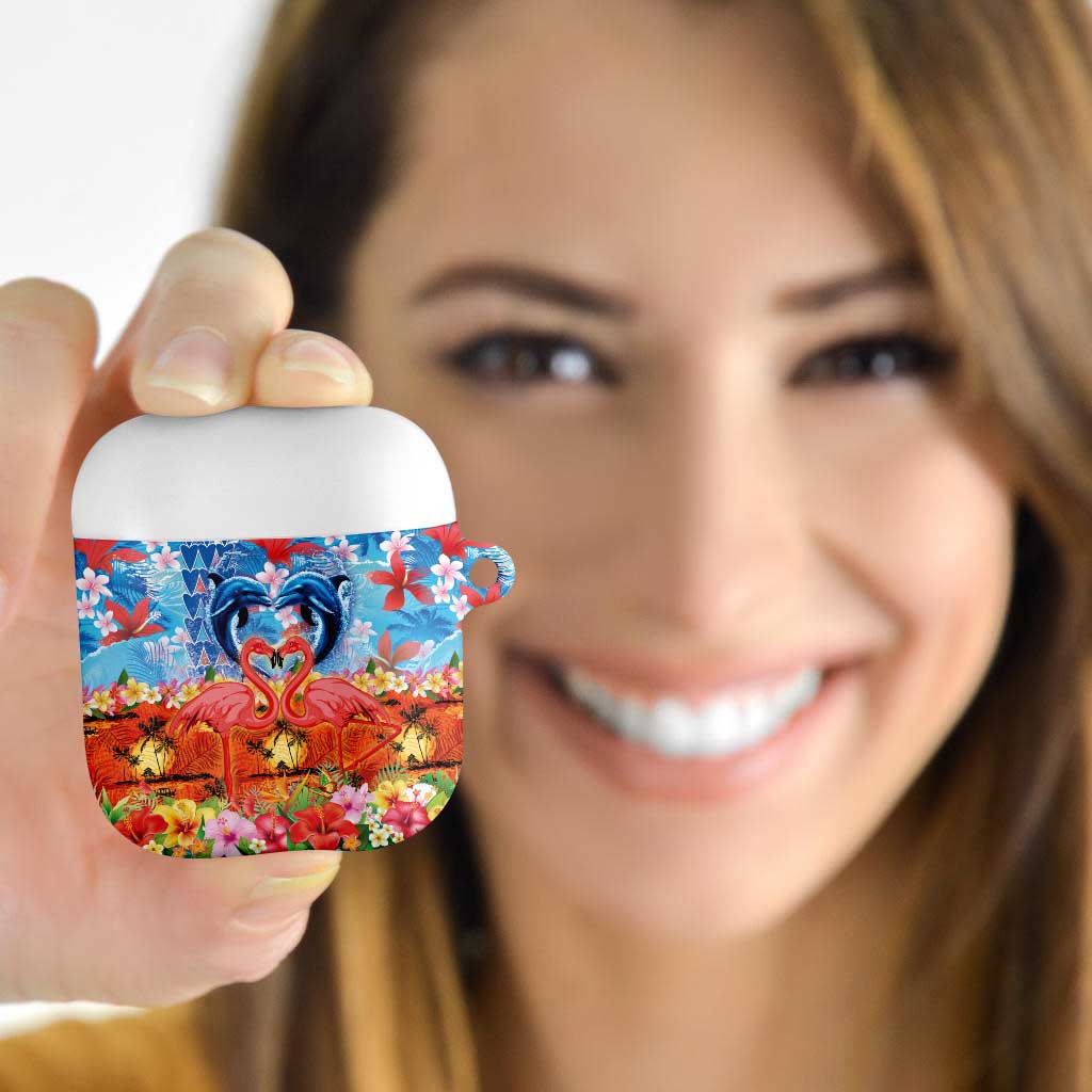 Hawaiian Love-Couple Dolphins and Flamingos AirPods Case - Polynesian Pride