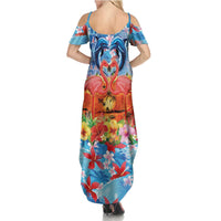 Hawaiian Love-Couple Dolphins and Flamingos Family Matching Summer Maxi Dress and Hawaiian Shirt LT03 - Polynesian Pride
