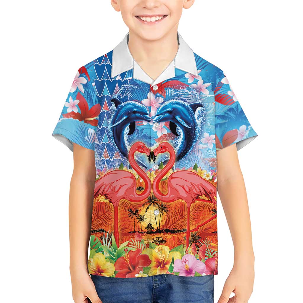 Hawaiian Love-Couple Dolphins and Flamingos Hawaiian Shirt - Polynesian Pride