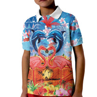 Hawaiian Love-Couple Dolphins and Flamingos Kid Polo Shirt LT03 Kid Multicolor - Polynesian Pride