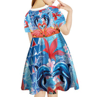 Hawaiian Love-Couple Dolphins and Flamingos Kid Short Sleeve Dress LT03 - Polynesian Pride