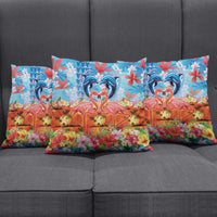 Hawaiian Love-Couple Dolphins and Flamingos Pillow Cover LT03 - Polynesian Pride