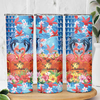 Hawaiian Love-Couple Dolphins and Flamingos Skinny Tumbler LT03 - Polynesian Pride
