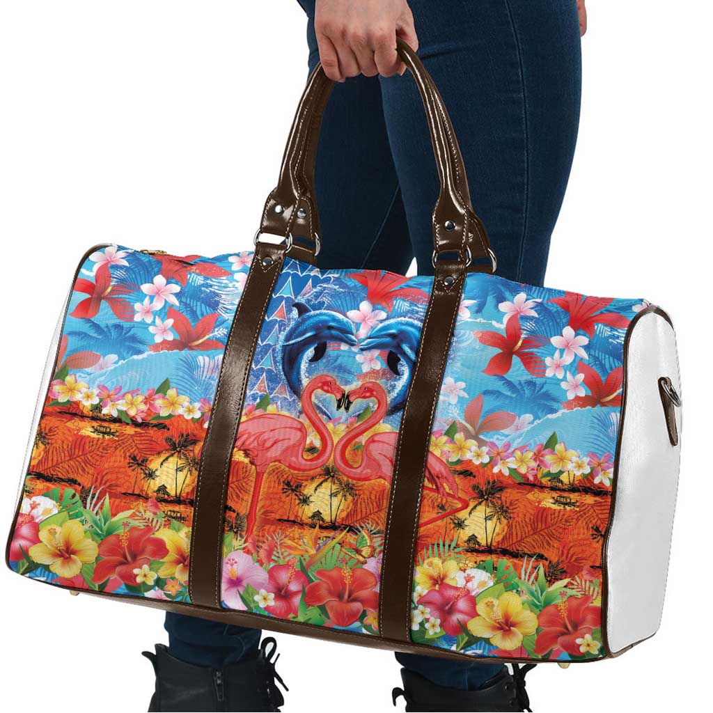 Hawaiian Love-Couple Dolphins and Flamingos Travel Bag LT03 - Polynesian Pride