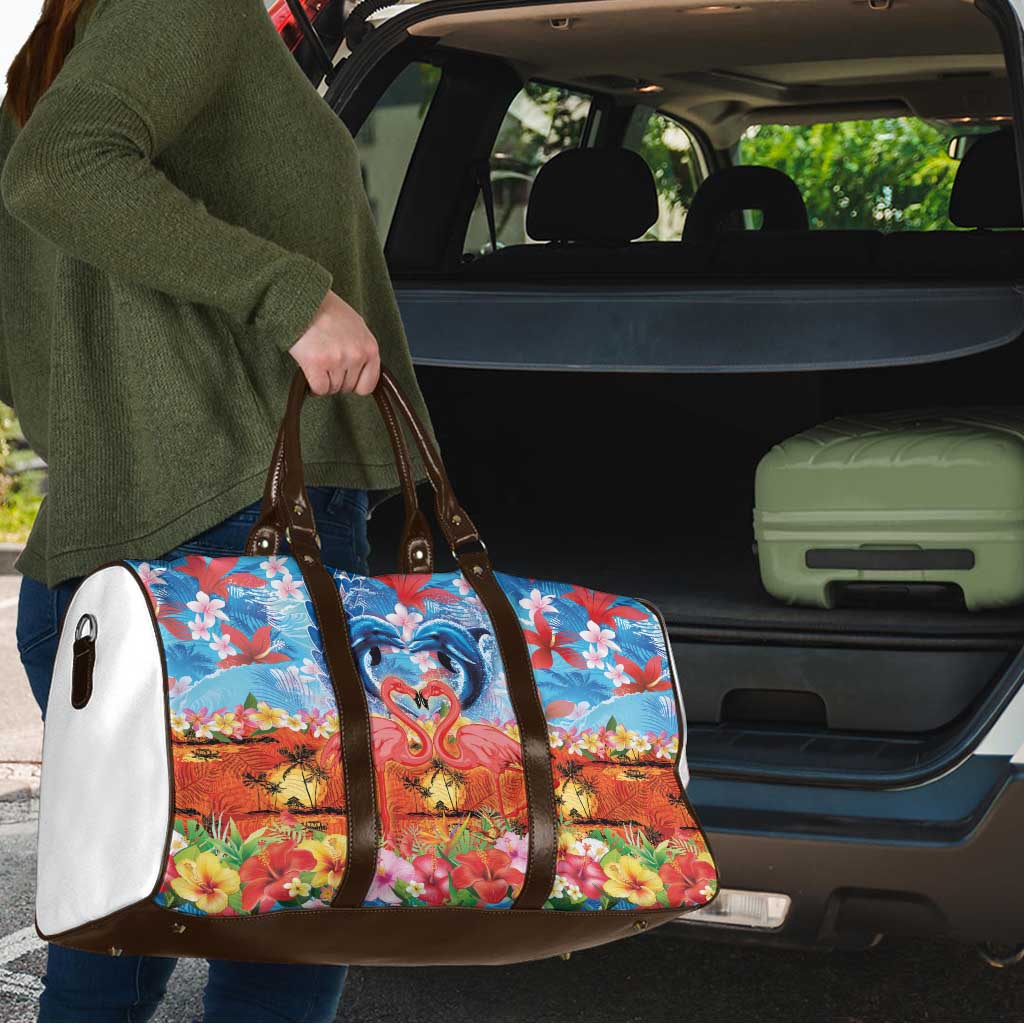 Hawaiian Love-Couple Dolphins and Flamingos Travel Bag LT03 - Polynesian Pride