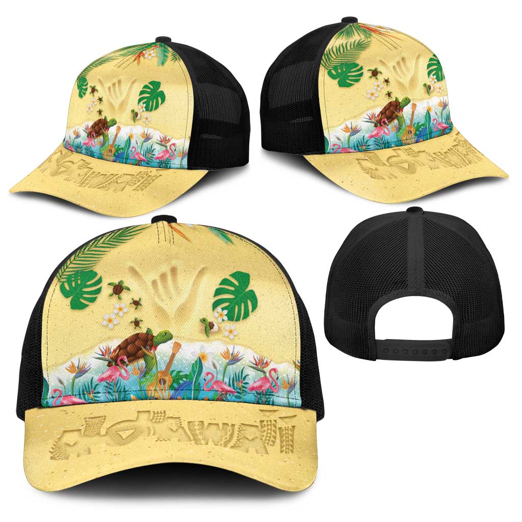 Hawaiian Alohawaii Baseball Net Cap Tropical Plants and Animals on The Beach - Polynesian Pride