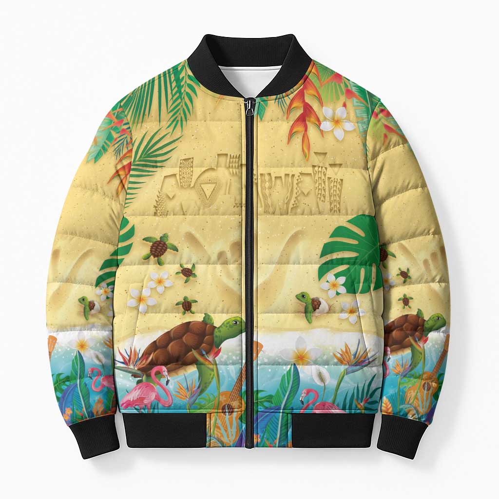 Hawaiian Alohawaii Bomber Puffer Jacket Tropical Plants and Animals on The Beach LT03 Unisex Multicolor - Polynesian Pride
