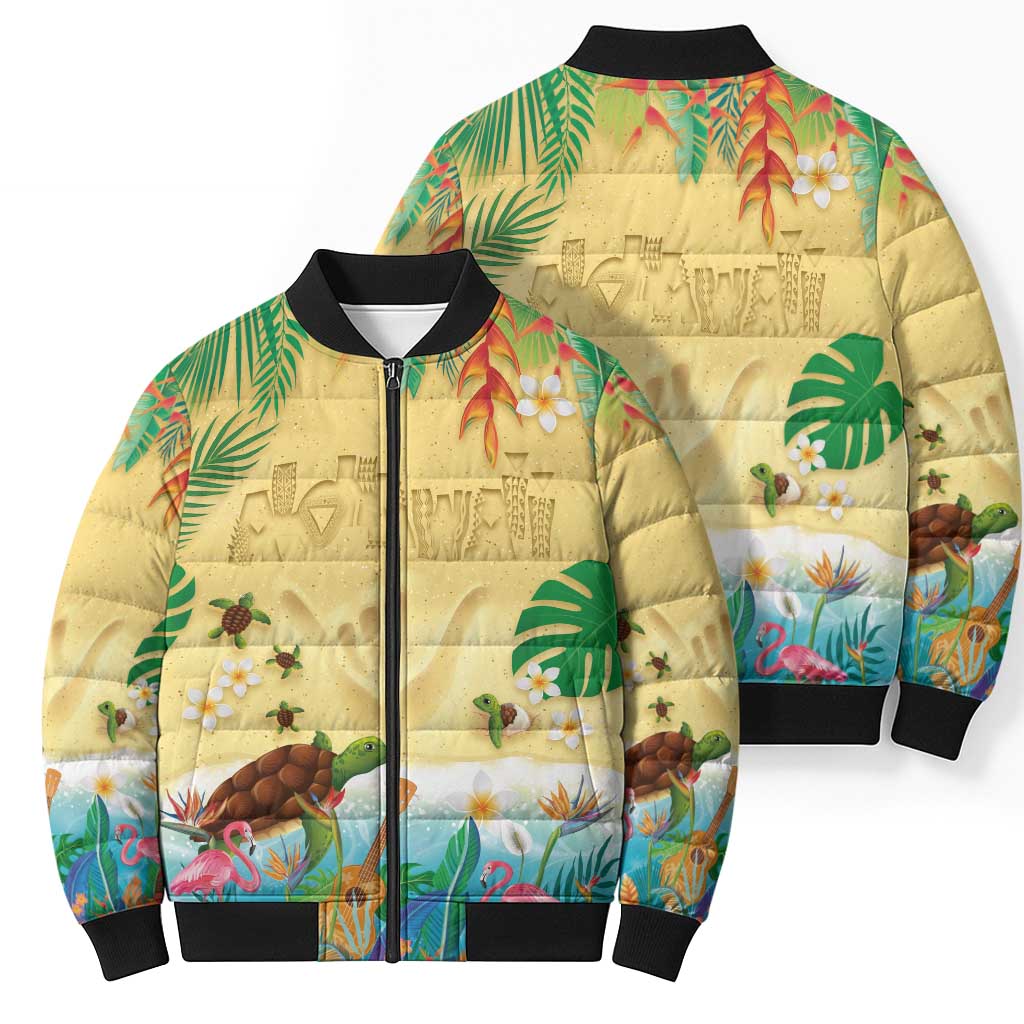 Hawaiian Alohawaii Bomber Puffer Jacket Tropical Plants and Animals on The Beach LT03 - Polynesian Pride