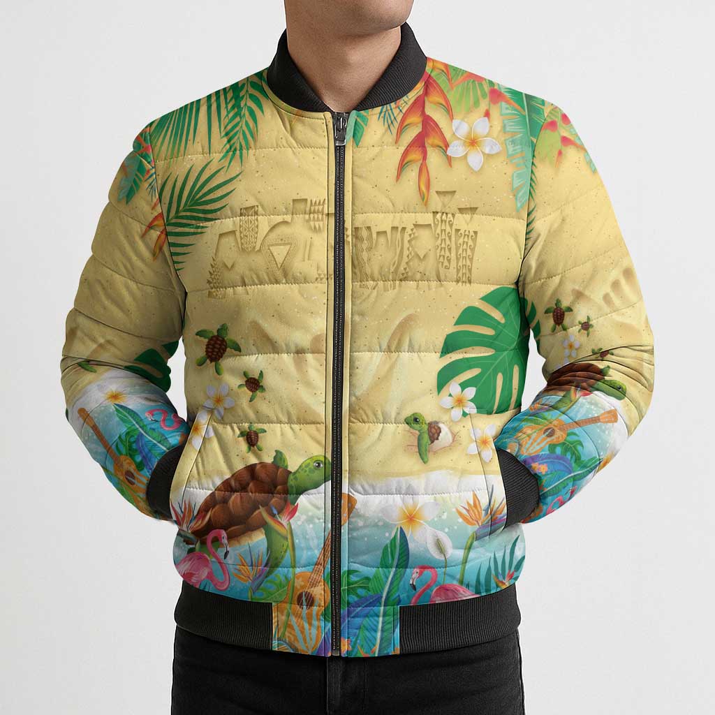 Hawaiian Alohawaii Bomber Puffer Jacket Tropical Plants and Animals on The Beach LT03 - Polynesian Pride