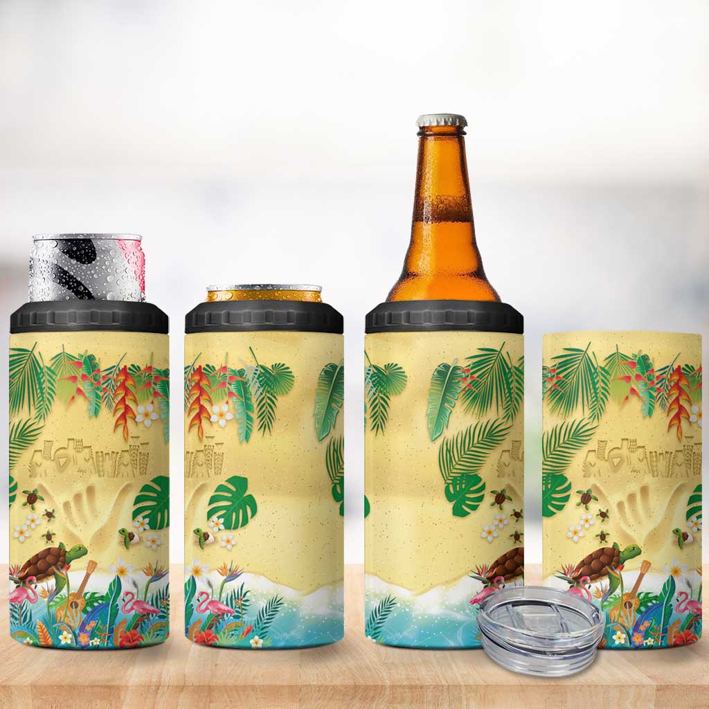 Hawaiian Alohawaii 4 in 1 Can Cooler Tumbler Tropical Plants and Animals on The Beach LT03 - Polynesian Pride