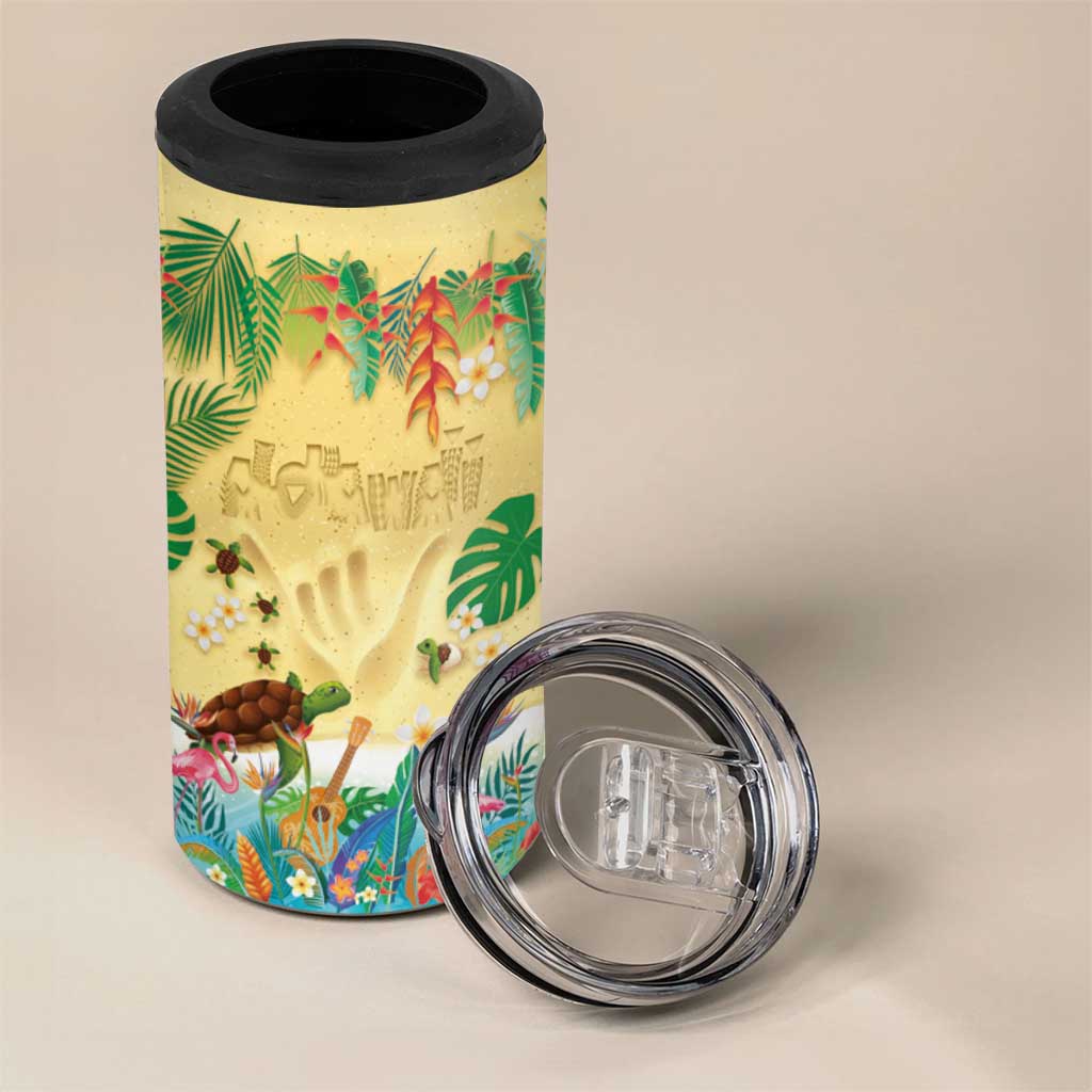 Hawaiian Alohawaii 4 in 1 Can Cooler Tumbler Tropical Plants and Animals on The Beach LT03 - Polynesian Pride