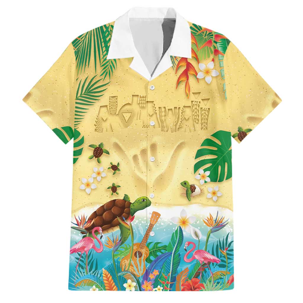 Hawaiian Alohawaii Family Matching Short Sleeve Bodycon Dress and Hawaiian Shirt Tropical Plants and Animals on The Beach LT03 Dad's Shirt - Short Sleeve Multicolor - Polynesian Pride