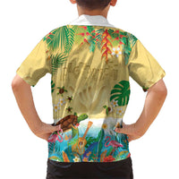 Hawaiian Alohawaii Family Matching Summer Maxi Dress and Hawaiian Shirt Tropical Plants and Animals on The Beach LT03 - Polynesian Pride