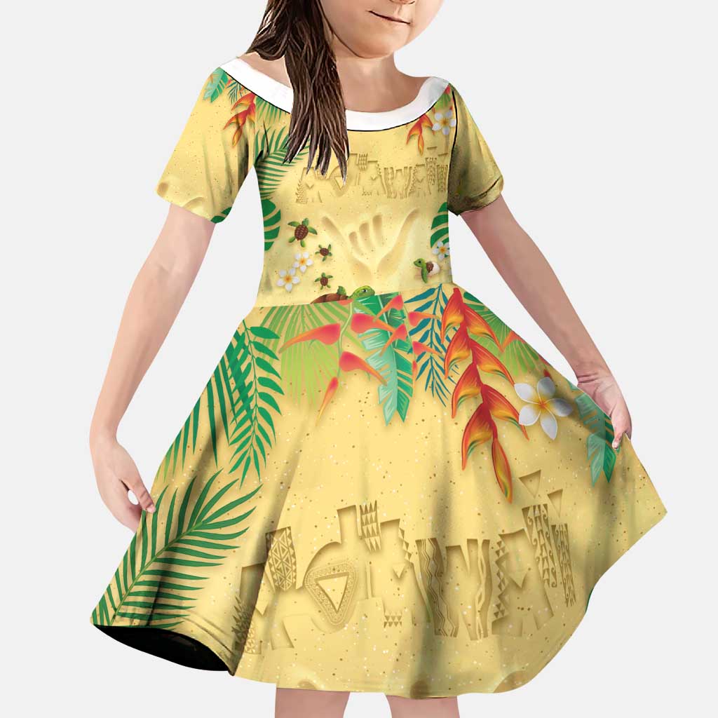 Hawaiian Alohawaii Family Matching Summer Maxi Dress and Hawaiian Shirt Tropical Plants and Animals on The Beach LT03 Daughter's Dress Multicolor - Polynesian Pride