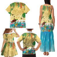 Hawaiian Alohawaii Family Matching Tank Maxi Dress and Hawaiian Shirt Tropical Plants and Animals on The Beach LT03 - Polynesian Pride