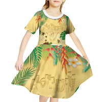 Hawaiian Alohawaii Kid Short Sleeve Dress Tropical Plants and Animals on The Beach - Polynesian Pride