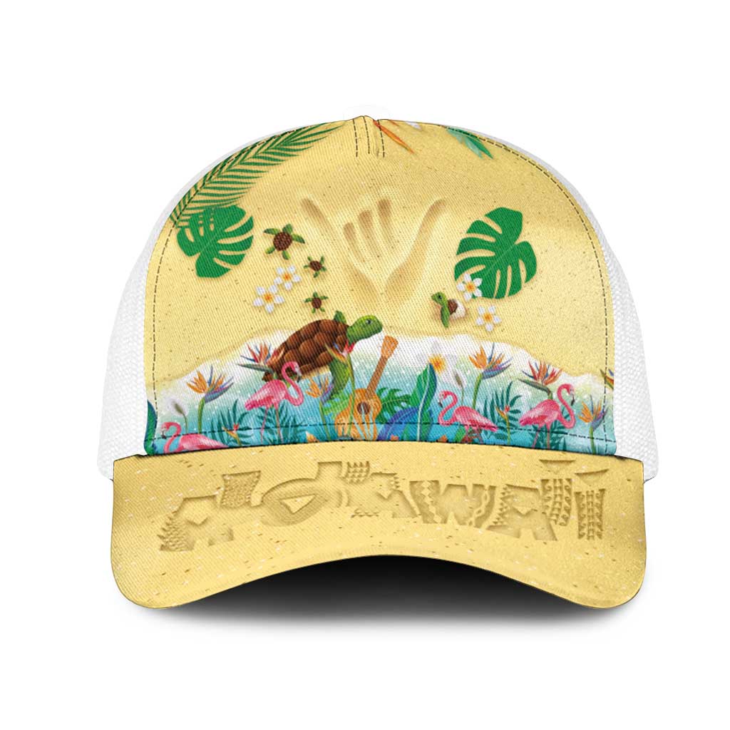 Hawaiian Alohawaii Mesh Trucker Cap Tropical Plants and Animals on The Beach - Polynesian Pride