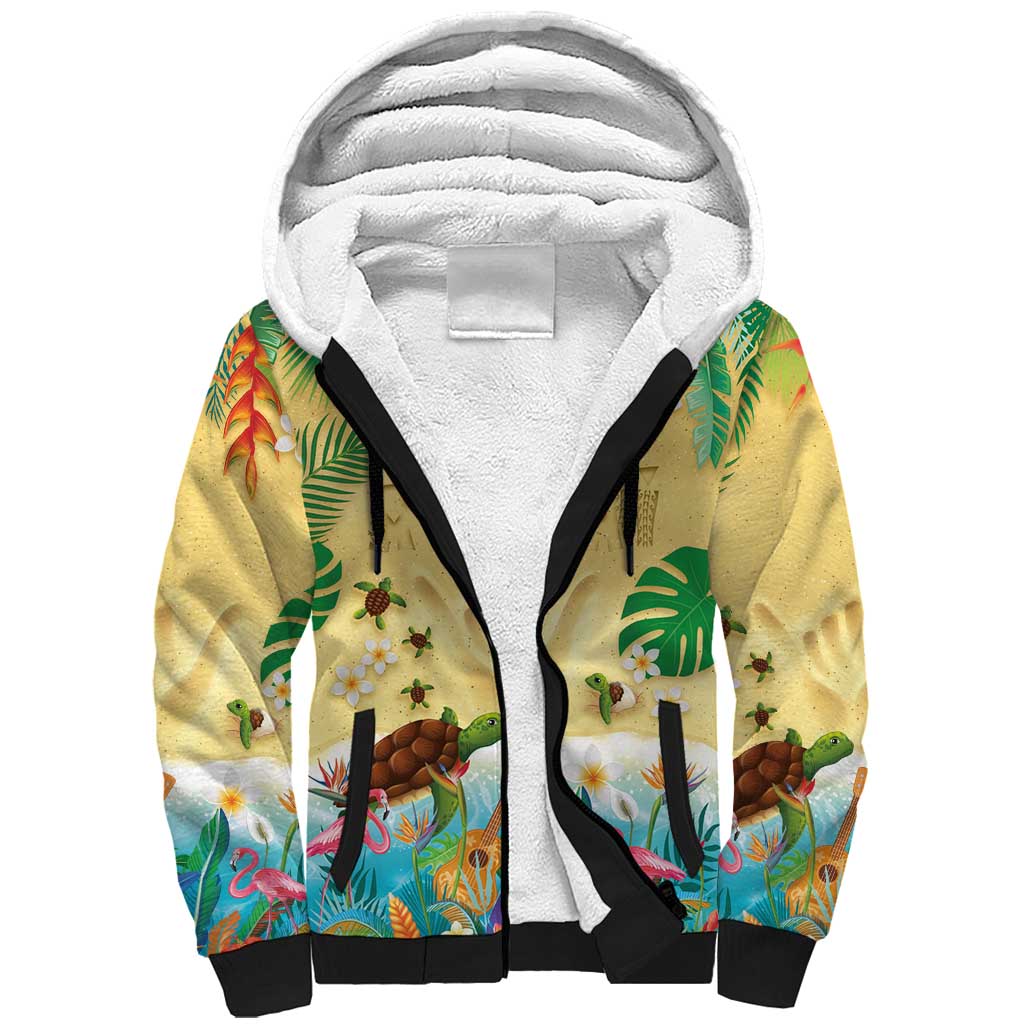 Hawaiian Alohawaii Sherpa Hoodie Tropical Plants and Animals on The Beach LT03 Unisex Multicolor - Polynesian Pride