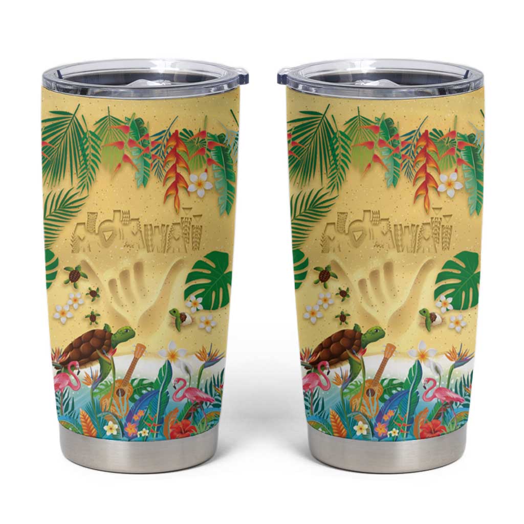 Hawaiian Alohawaii Tumbler Cup Tropical Plants and Animals on The Beach LT03 Multicolor - Polynesian Pride