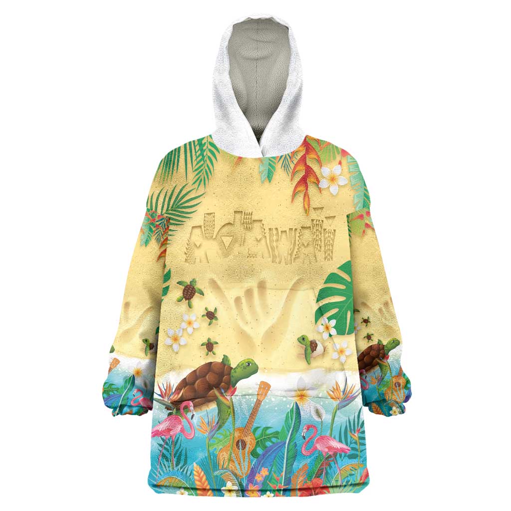 Hawaiian Alohawaii Wearable Blanket Hoodie Tropical Plants and Animals on The Beach LT03 One Size Multicolor - Polynesian Pride