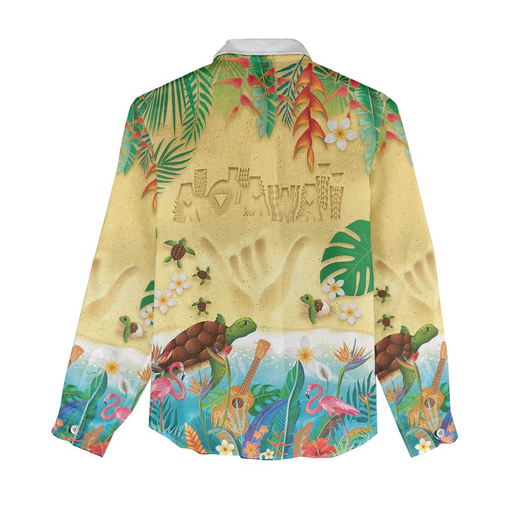 Hawaiian Alohawaii Women Casual Shirt Tropical Plants and Animals on The Beach LT03 - Polynesian Pride