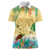 Hawaiian Alohawaii Women Polo Shirt Tropical Plants and Animals on The Beach LT03 Female Multicolor - Polynesian Pride